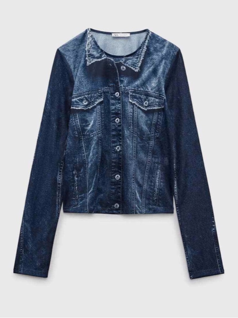 Zara Faux Denim Mesh Top